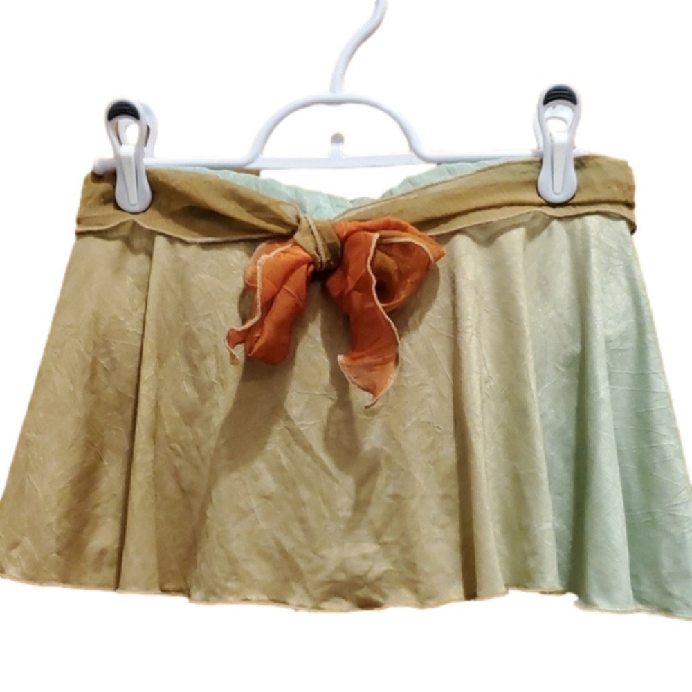 Marcia's Active Wear Child Large Skirt Orange Green Tie Waist Layered Skirt